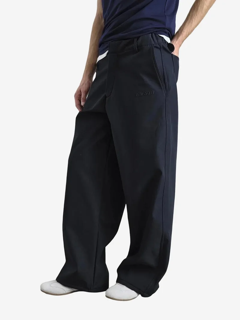 Giesto Navy Blue GIESTO Baggy Fit Wide Leg Trousers with Zipper Closure for Men | Best Price UAE